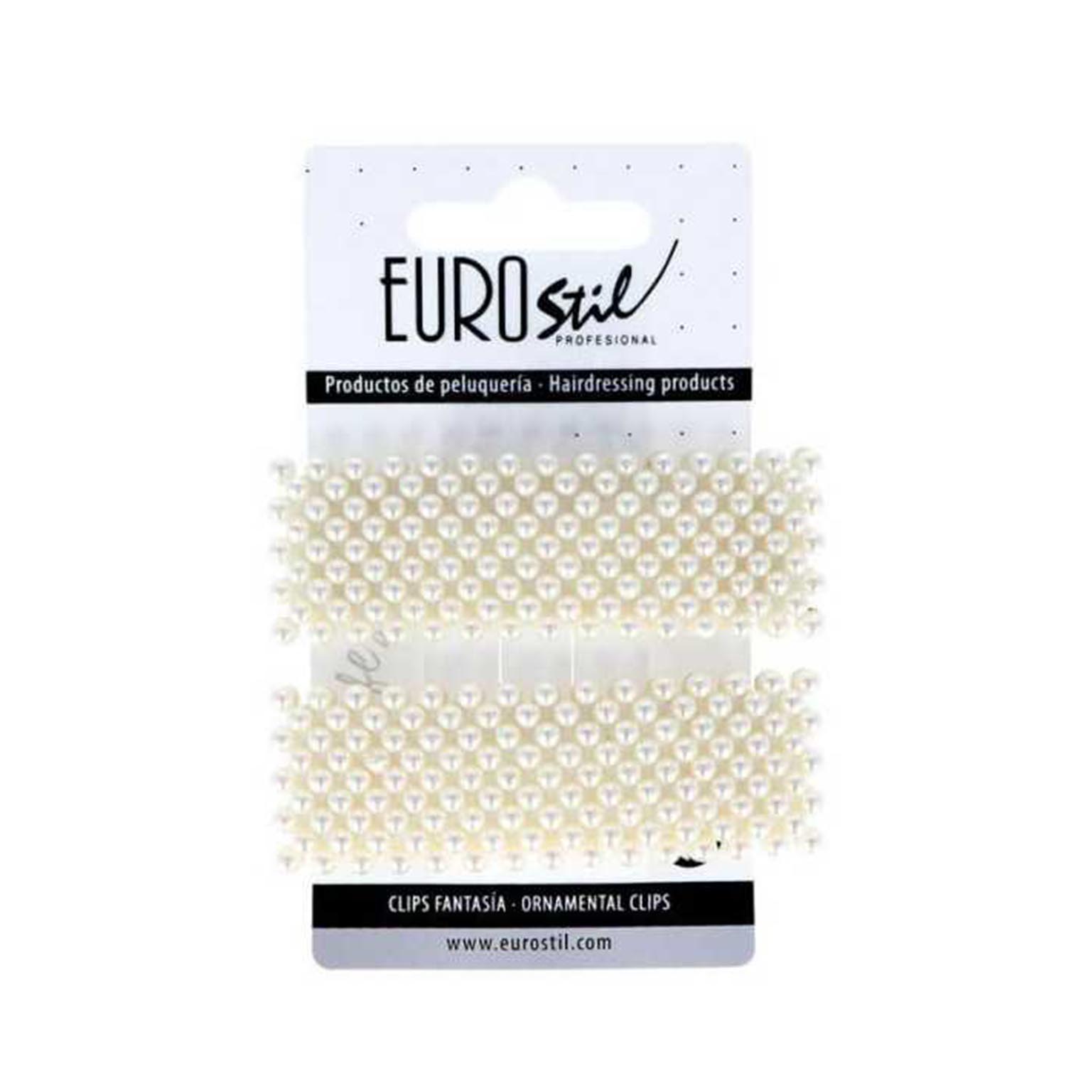 8423029072155 Eurostil Fantasia Doradas Clips Rectangulares Con Perlas Pack 1un - Image 1