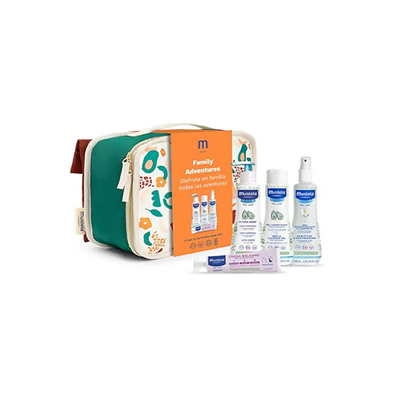 8436034154242 Mustela Family Suitcase Terracotta Set 5 Pieces - Image 1