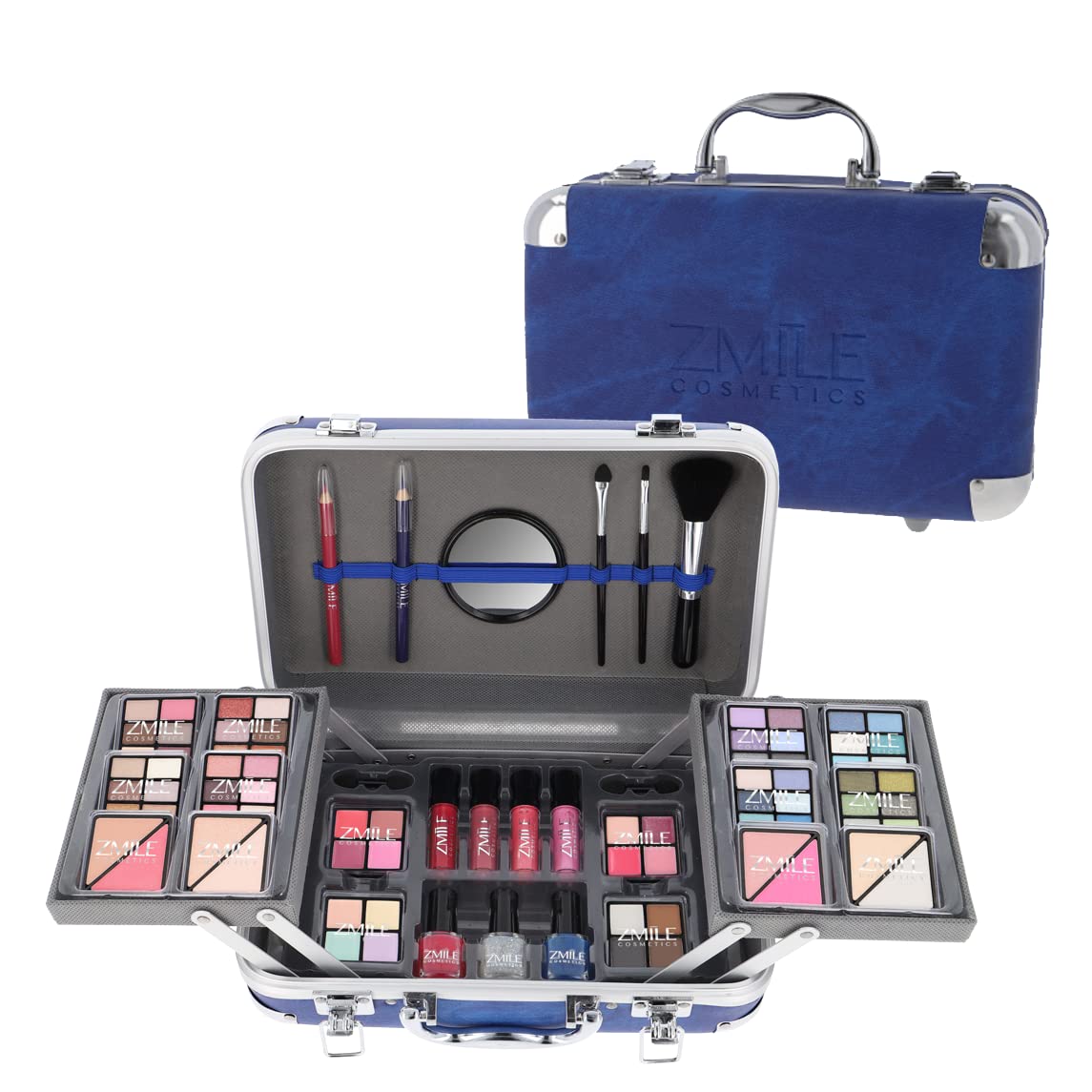 Nit1Zlpua20waXNsaUk3MkkyTzN6WmxYRHBZPQ Schminkkoffer Traveller Blue Set 82 teilig - Image 1