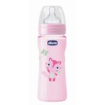 Chicco Well-Being Silicone Baby Bottle PP Fast Flux Rose 4m+ 330ml
