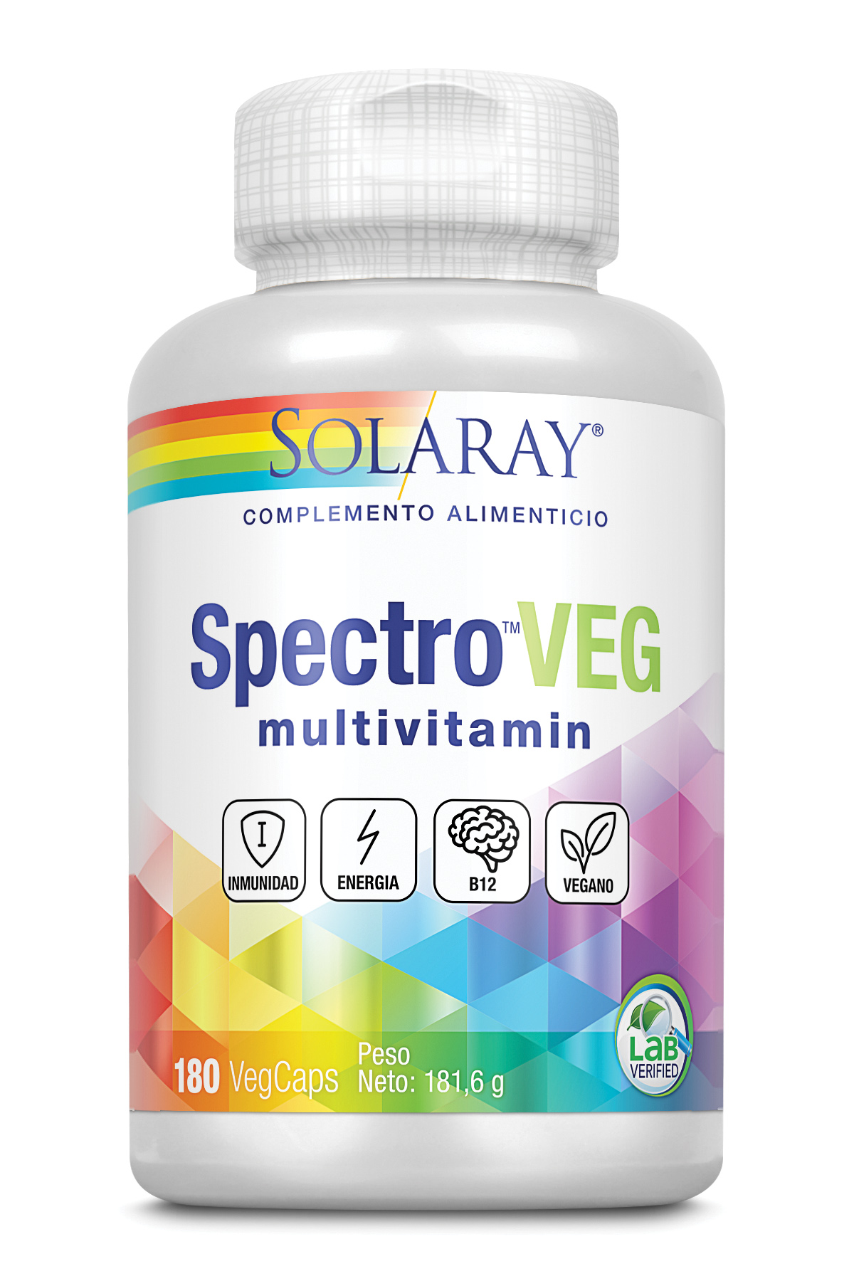 0076280460438 Solaray Spectro Vegetarian 180 Vcaps - Image 1