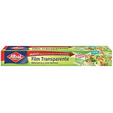 2112550_30161470bd5e5c3d258f35d84c6e1035 Albal Transparent Film 50 Metres, Made with 70% Recycled Materials, Kitchen Film Paper, Very Resistant, Very Adhesive, Easy to Cut, Bow Saw - Image 1