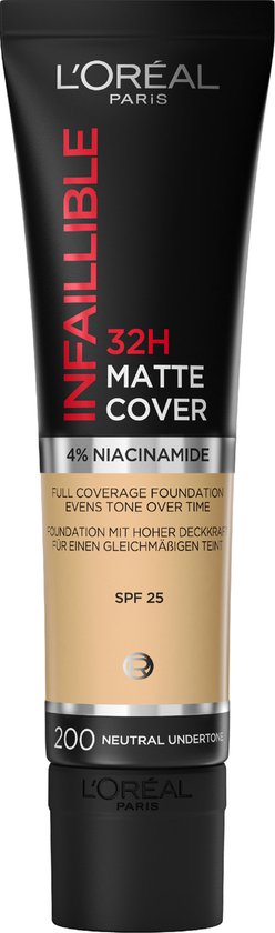 248x840-72 L Oreal Infaillible 24H Matte Cover High Concealer Foundation 200 Golden Sand 30 Ml - Image 1