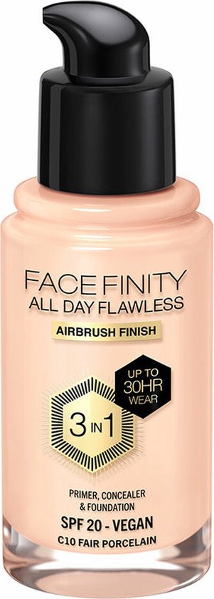 301x840-52 Crème Make-up Basis Max Factor Face Finity All Day Flawless 3 in 1 Spf 20 Nº C10 Fair porcelain 30 ml - Image 1