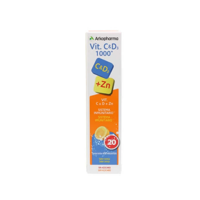 3249255_a5e807bda43e67f3a7194638bfb5f072 Arkopharma Vitamin C and D3 1000mg 20 Tablets - Image 1