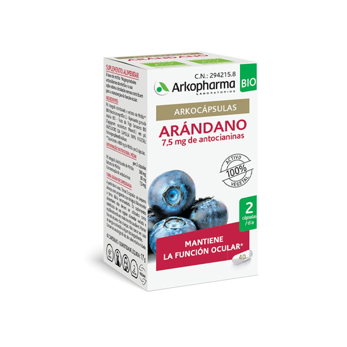 3256124_2874bbabcfff92fa0962ddb1411c36a5 Arkopharma Arkocapsulas Bilberry Bio 40 Capsules - Image 1