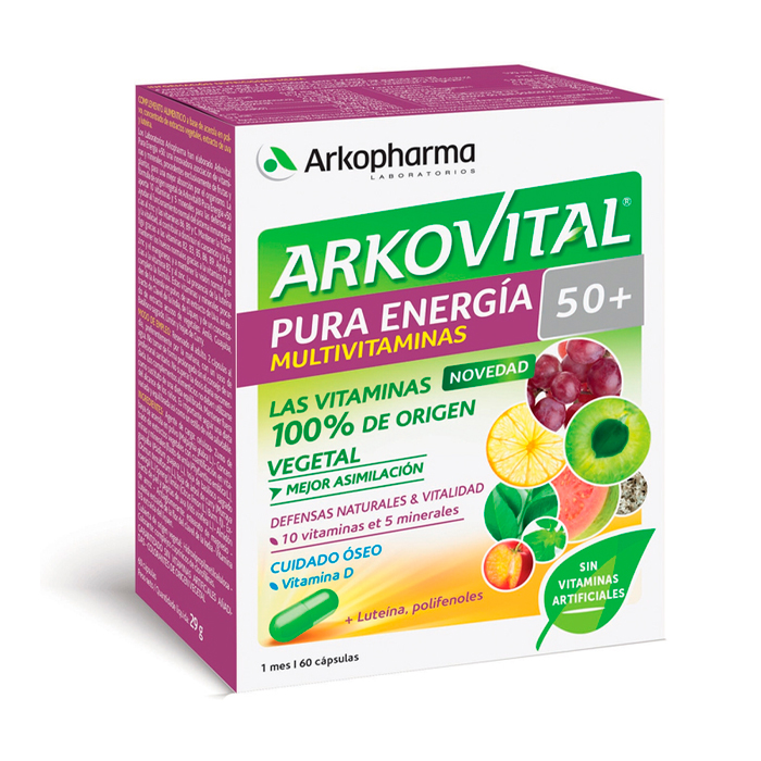 3578830122942_1 Arkopharma Arkovital Pure Energy Senior 50+ 60 Capsules - Image 1
