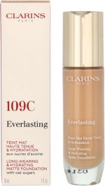 Clarins Everlasting Long-Wearing & Hydrating Matte Foundation - Long-Lasting Moisturizing Makeup With Matte Effect 30 Ml 109C - Image 3