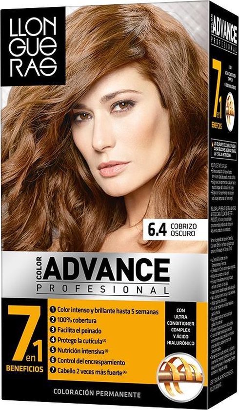 490x840-22 Llongueras Color Advance Hair Colour 6,4 Cobrizo Oscuro - Image 1