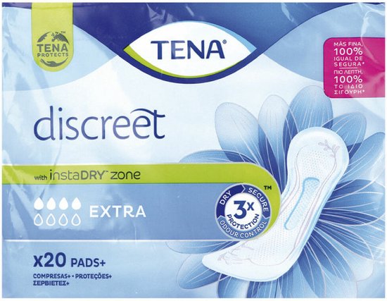 550x427-92 Normaal Maandverband zonder vleugels Tena Discreet Extra 20 Stuks - Image 1