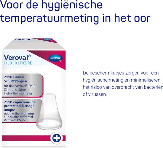 Veroval 2-in-1 infrarood koortsthermometer: voor het eenvoudig en snel meten van koorts in het oor of voorhoofd, ideaal voor gezinnen met kinderen, met 10 beschermkapjes