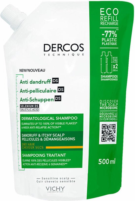 550x815-134 Dercos Anti-dandruff Shampoo Dry Hair Ecorefill 500ml - Image 1