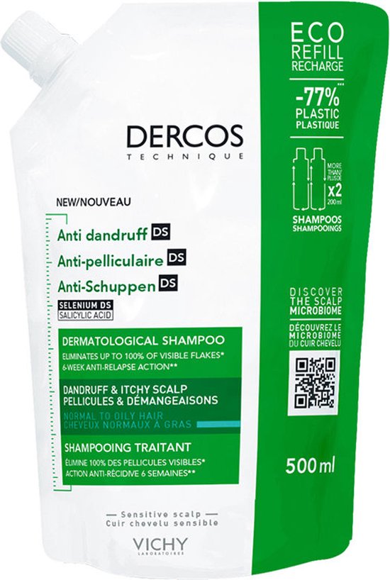 550x818-147 Dercos Anti-dandruff Shampoo Normal To Oily Hair Ecorefill 500ml - Image 1