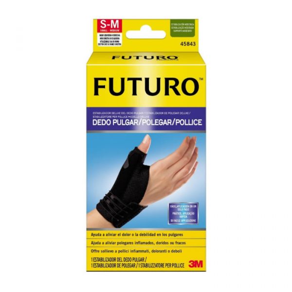 FUTURO Deluxe Thumb Stabilizer, Black - Stabilizes and Supports Sore, Weak or Injured Thumb - Small/Medium
