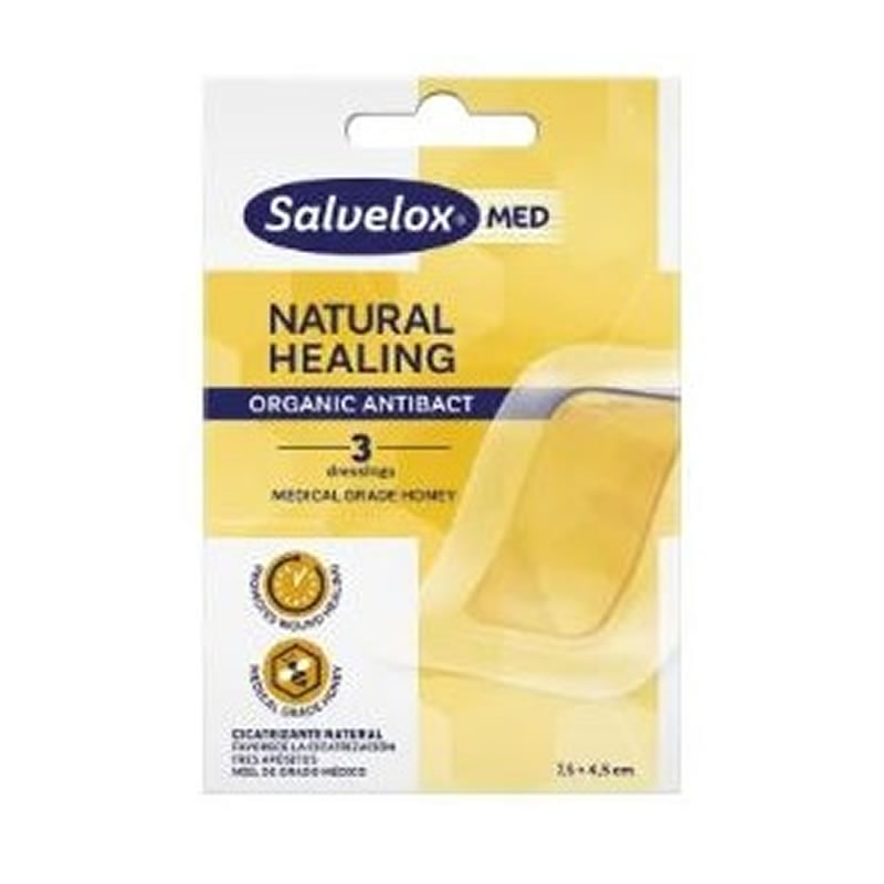 7340213301666 Salvelox Med Natural Healing 3 Dressings 7.5X4.5Cm - Image 1