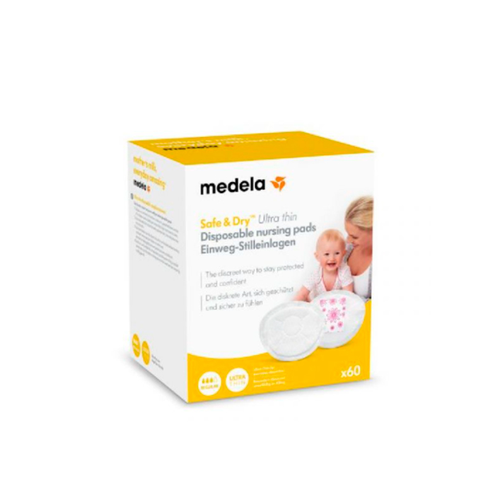 7610472879924_1 Medela Safe & Dry Disposable Absorbent Discs 60U - Image 1
