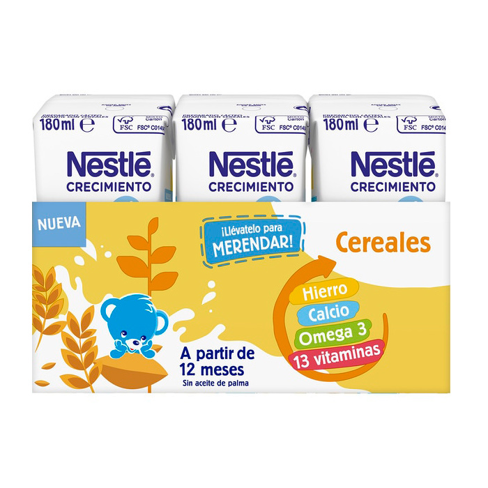 7613039476505 Nestlé Growth Milk 1+ Cereal 3x180ml - Image 1