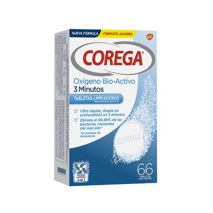 8431890073065 Corega Active Oxygen 3 Minutes 66 Tablets - Image 1
