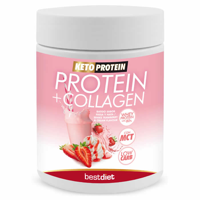 8436578721412 Keto Protein Protein+Collagen Shake Strawberry And Cream Flavour 400g - Image 1