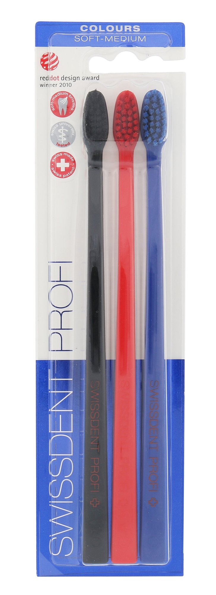 53332_279907e4e96dd96da43c1c6a0eaad859 Swissdent Profi Colors Toothbrush Trio 3 Pack Soft Medium Black Red - Image 1