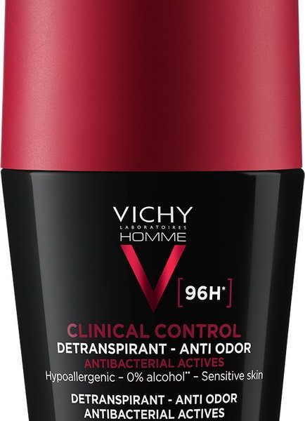 Vichy Homme Deodorant Clinical Control 96U 50ml tegen overmatige transpiratie - roller 50ml - ook voor een gevoelige huid