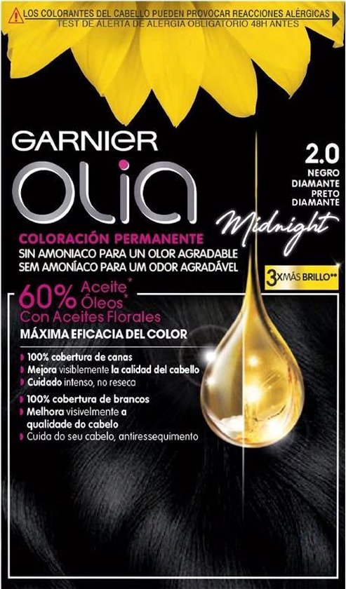 493x840-24 Permanent Dye Olia 2.0 Black Diamond Garnier Ammonia-free (4 Pieces) - Image 1