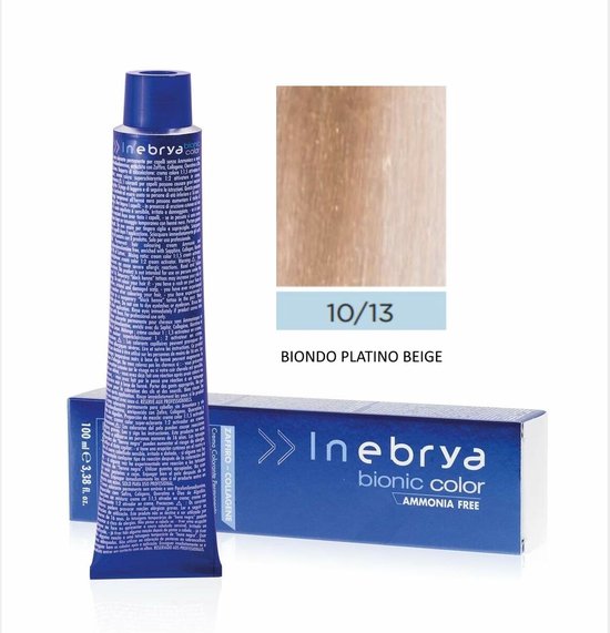 550x571-55 Permanent Dye Inebrya Bionic Color Nº 10/13 Blonde Platinum Beige 100 ml - Image 1