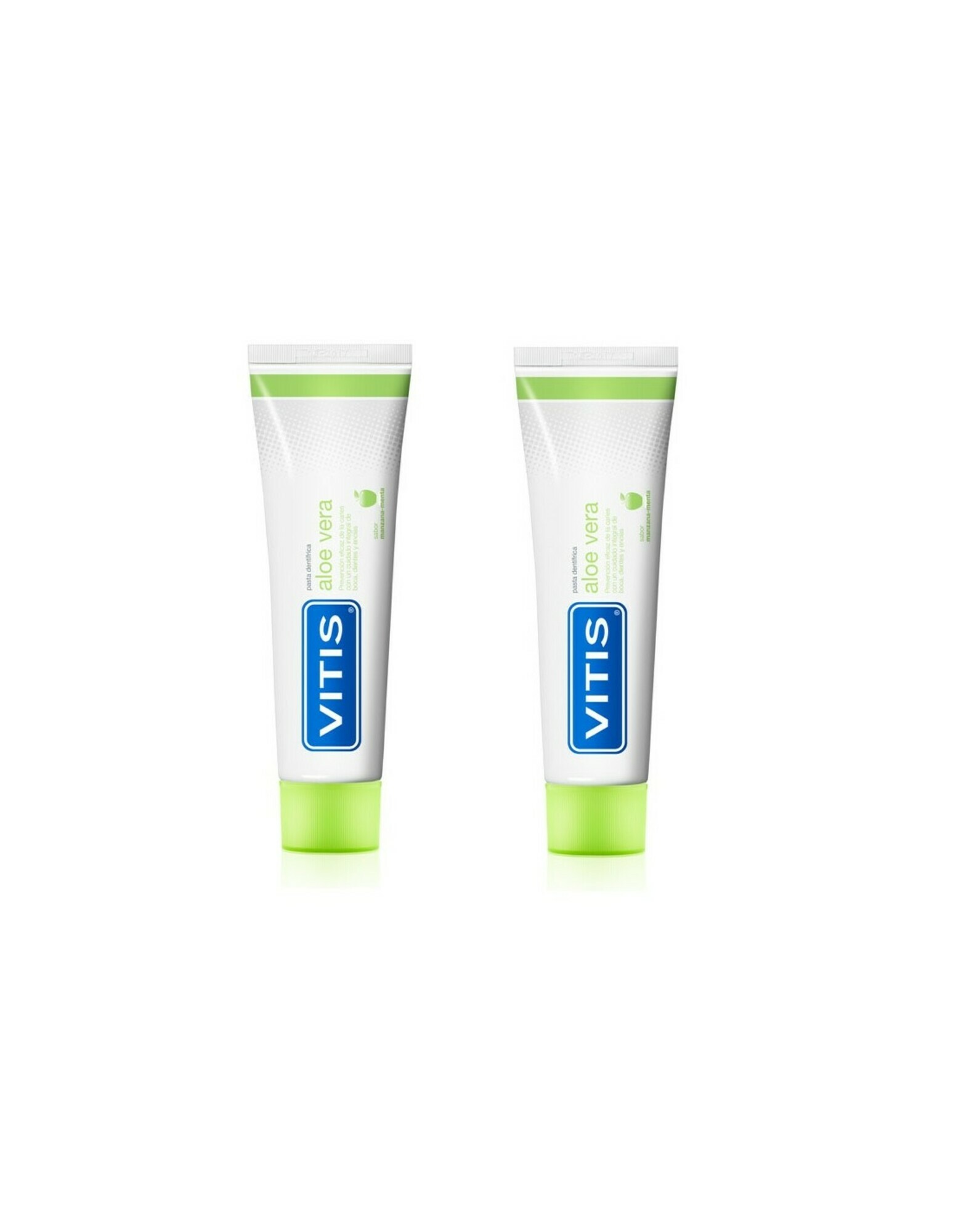 8427426059658 Vitis Duplo Aloe Vera Toothpaste Apple Flavor 2X150ml +75ml Free - Image 1