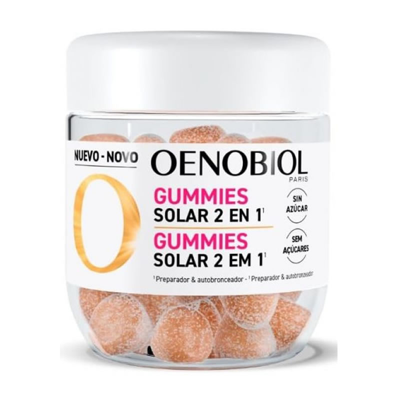 8713304956905 Oenobiol Solar 2in1 60 Gummies Strawberry Lemon Flavor - Image 1