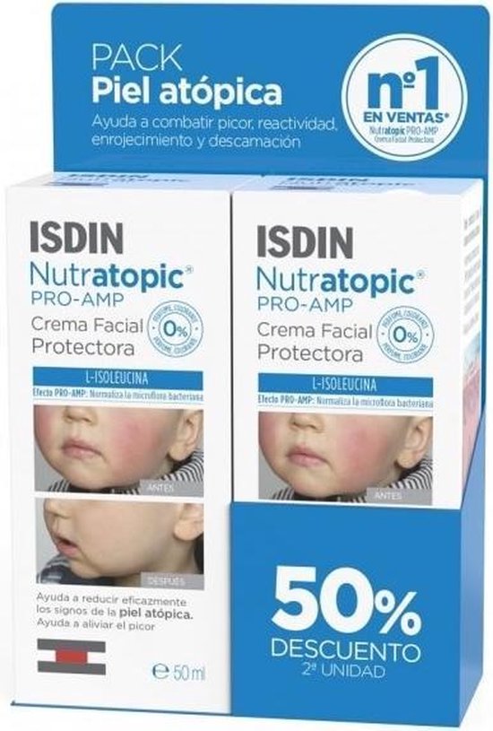 550x815-50 Isdin Nutratopic Pro-amp Face Cream Duo 2 X 50 Ml - Image 1