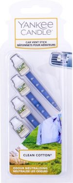Yankee Candle - Clean Cotton Vent Stick - Car Incense Pins (4 PCS)