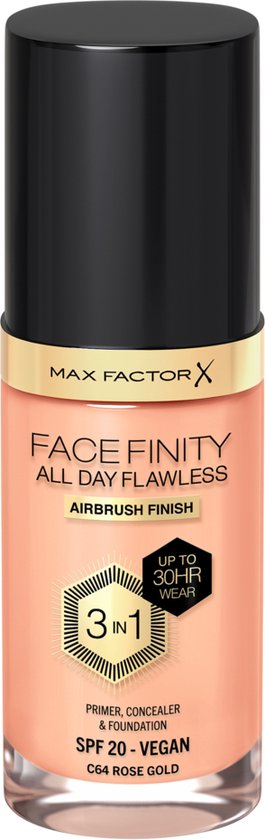 265x840-36 Max Factor Facefinity All Day Flawless Foundation - C64 Rose Gold - Image 1