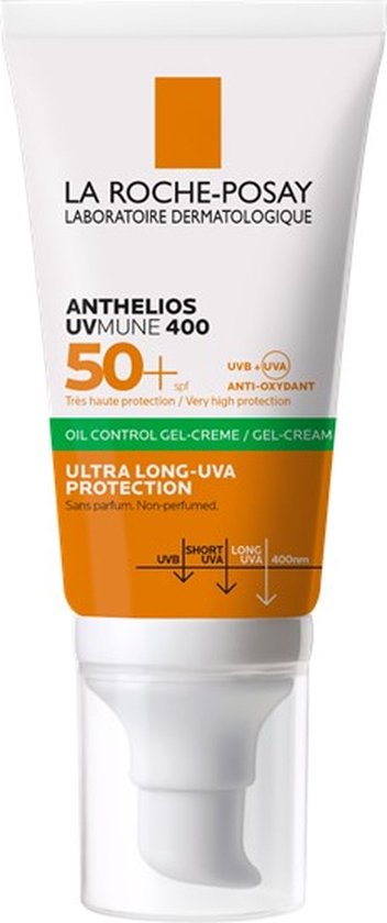 352x840-100 La Roche-Posay Anthelios SPF50+ Zonnebescherming Dry Touch Gel-Crème Anti-Glim voor het Gelaat 50ml - Image 1