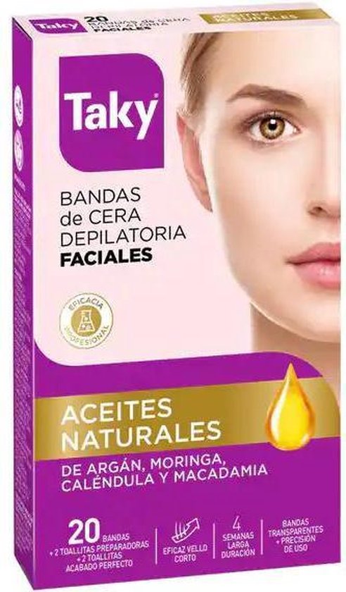 492x840-50 Taky Aceites Naturales Bandas Cera Faciales Depilatorias 24 Pcs - Image 1