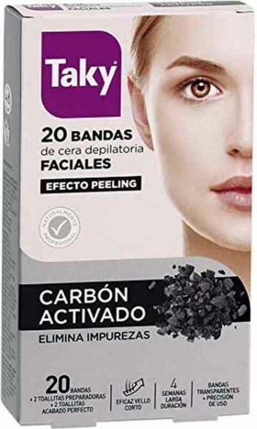 504x840-57 Facial Hair Removal Strips Carbón Activado Taky (20 uds) - Image 1