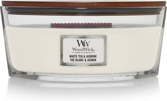 550x333-54 WoodWick Heartwick Flame Ellipse Geurkaars - White Tea & Jasmine - Image 1