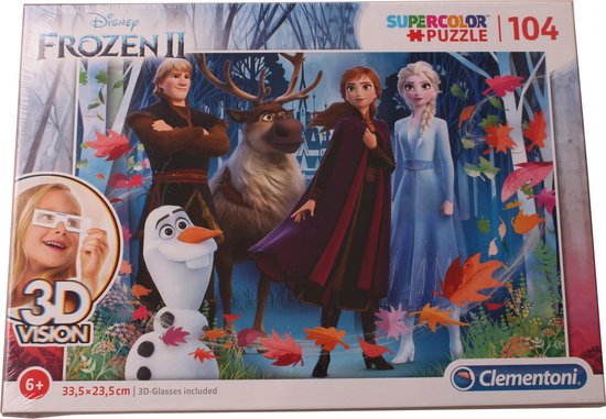 550x381-65 Clementoni Legpuzzel Supercolor Frozen Ii 3d-vision 104 Stukjes - Image 1