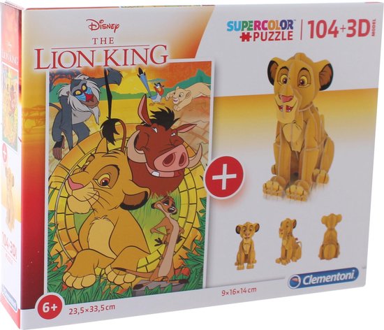 550x472-58 Clementoni Legpuzzel Met Bouwpakket The Lion King 104 Stukjes - Image 1