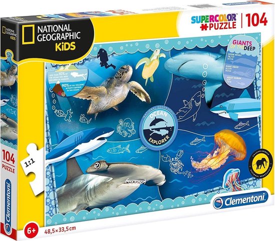 550x483-65 Clementoni Supercolor Puzzel - GIANTS OF THE DEEP - National Geographic Kids - 104 Stukjes - Image 1