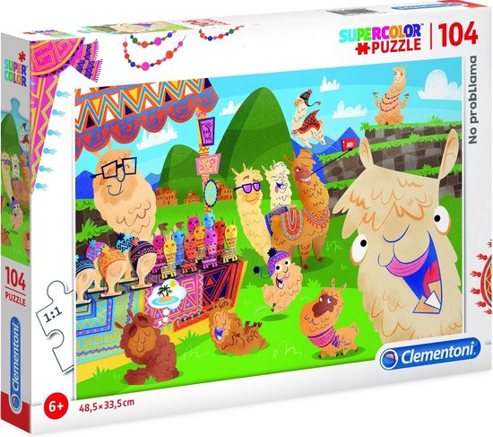 550x487-59 Clementoni Legpuzzel - Supercolor Puzzel Collectie - No probllama - 104 stukjes, puzzels kinderen - Image 1