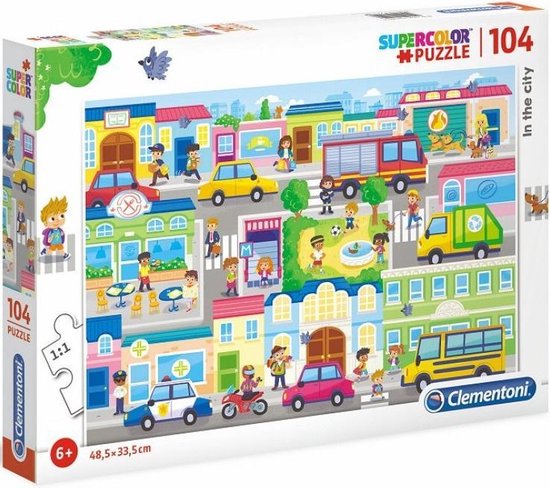 550x488-73 Clementoni Legpuzzel - Supercolor Puzzel Collectie - In the city - 104 stukjes, puzzels kinderen - Image 1