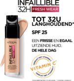 L’Oréal Paris Infaillible 32H Fresh Wear Foundation - 110 Rose Vanilla - Langhoudende Foundation met SPF - Image 4