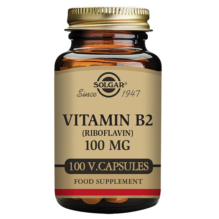 0033984030503_1 Solgar Vitamin B2 Riboflavin 100mg 100 Capsules - Image 1