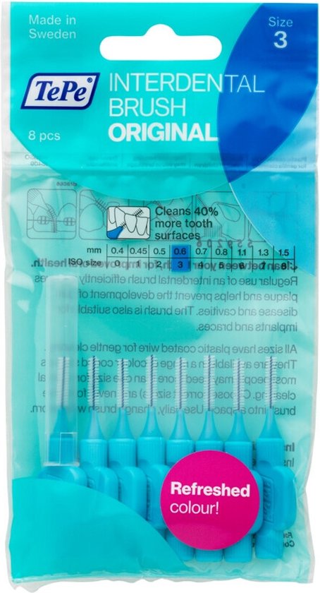 454x840-84 TePe Interdentale Ragers Original 0,6 mm Blauw zakje à 8 stuks - Image 1