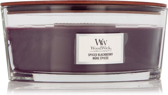 550x312-44 WoodWick Heartwick Flame Ellipse Geurkaars - Spiced Blackberry - Image 1
