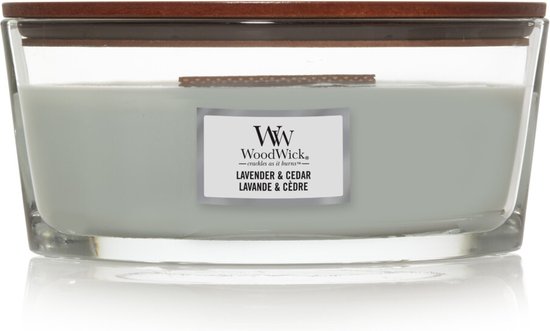 550x331-42 WoodWick Lavender & Cedar Ellipse Candle - Image 1