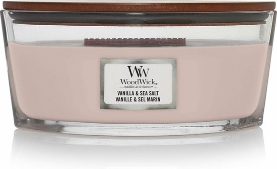550x335-83 WoodWick Heartwick Flame Ellipse Geurkaars - Vanilla & Sea Salt - Image 1