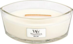 WoodWick Heartwick Flame Ellipse Geurkaars - White Teak - Image 2