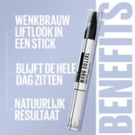 Maybelline New York - Tattoo Brow Lift Stick - 03 Medium Brown - Bruin Wenkbrauwpotlood met Stylingborstel - Image 2