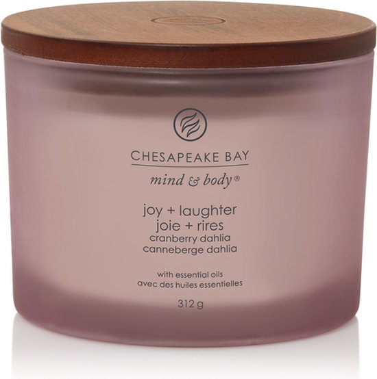 550x554-181 Chesapeake Bay Joy & Laughter - Cranberry Dahlia 3-Wick Candle - Image 1